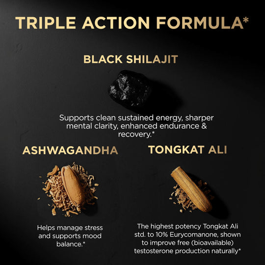 100x Strength Black Shilajit for Men w. 10% Tongkat Ali & Ashwagandha
