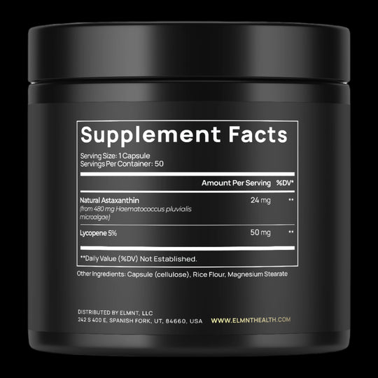 Astaxanthin 24mg + Lycopene 50mg Clinical Strength Carotenoids Skin Supplement w. 100% Natural from MicroAlgae